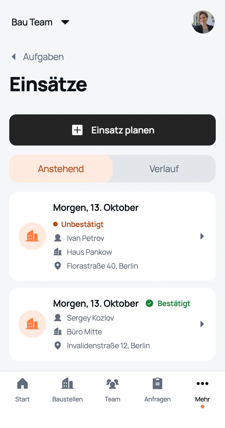 Einsätze: wer noch nicht gesehen hat, wer bestätigt hat